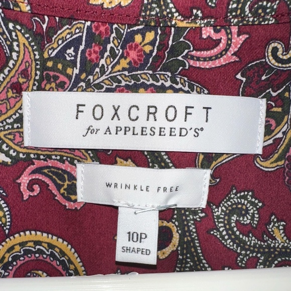 Foxcroft for Apple Seeds Paisley Cotton Wrinkle-Free Blouse ~ 10P Shaped - Picture 5 of 8